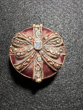 Monet Red Enamel & Gold-Tone Bow Hair Accessory